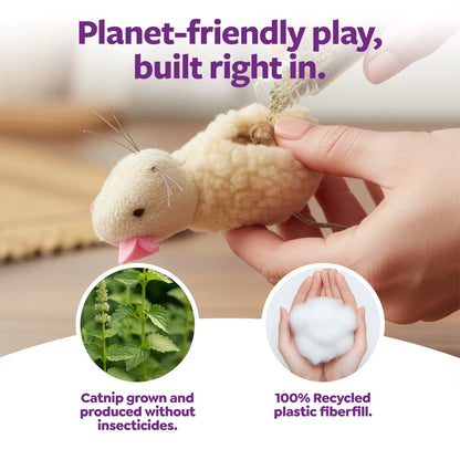 (4 Pack)  Madcap Mania Mouse, Soft Plush Catnip Cat Toy with String Tail, with Pure & Potent Catnip, Refillable & Durable
