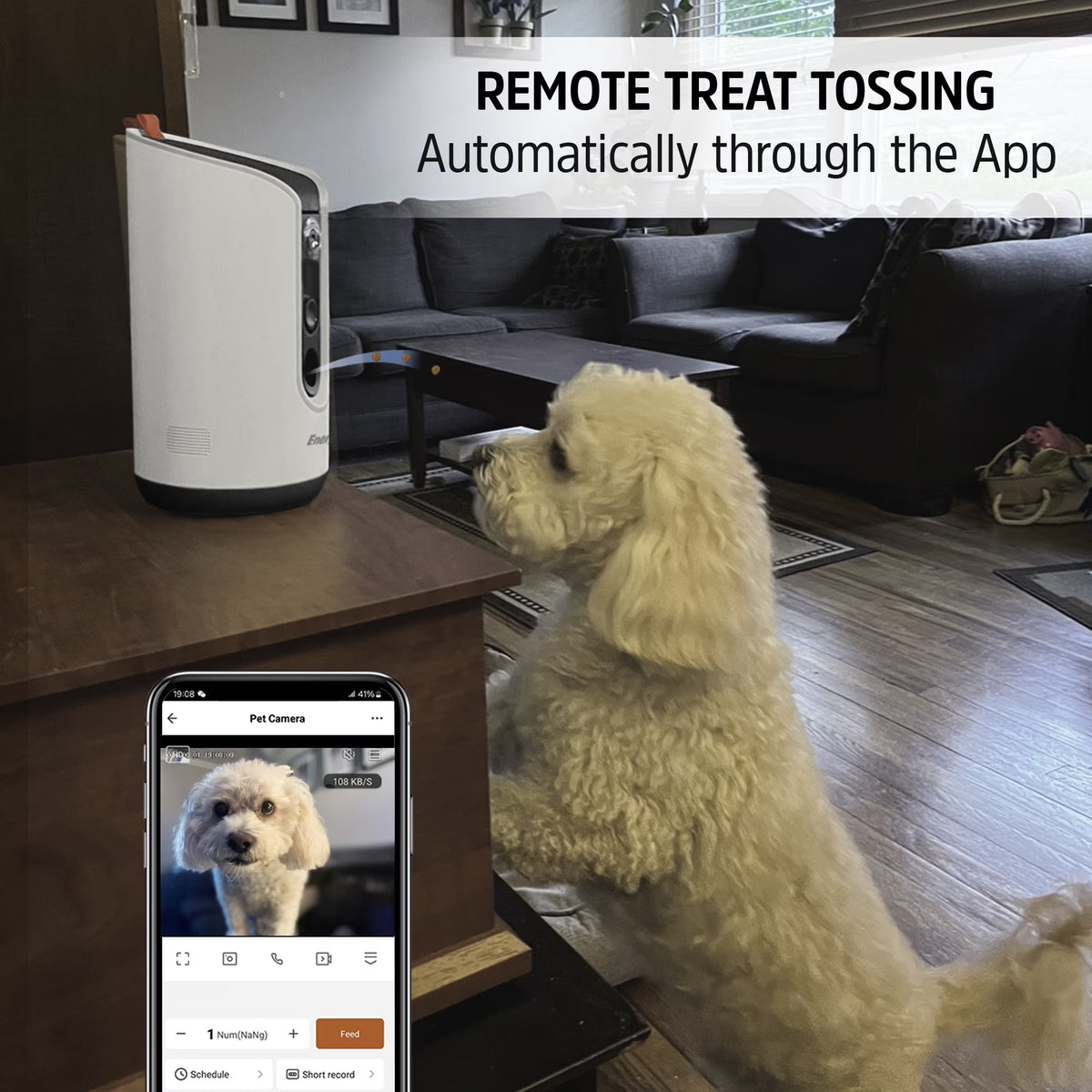 Smart Pet Treater, Interactive Pet Treat Dispenser W/ 2K Video Camera & 2-Way Audio, White