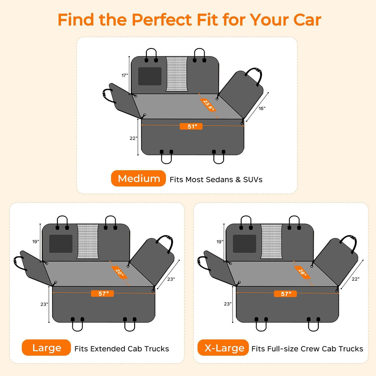 Hard Bottom Dog Car Seat Cover, Back Seat Extender for Cars & Suvs