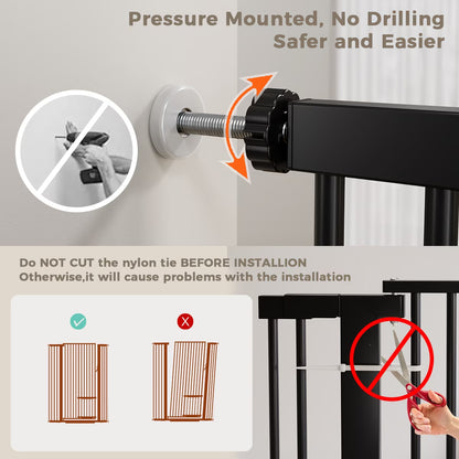 Cat Gate, 71"Extra Tall Dog Gate, 43''Wide Pet Gate Pressure Mounted, Safety Gate for Pets,Black