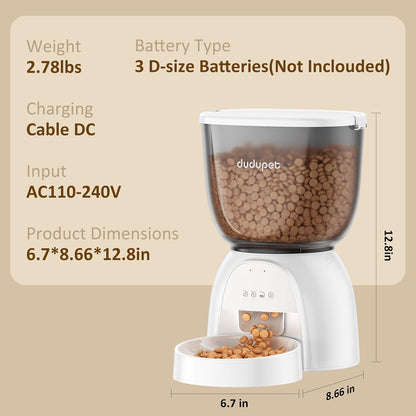 Automatic Cat Feeder with Wifi, Timed Cat Dry Food Dispenser for Cats Dog