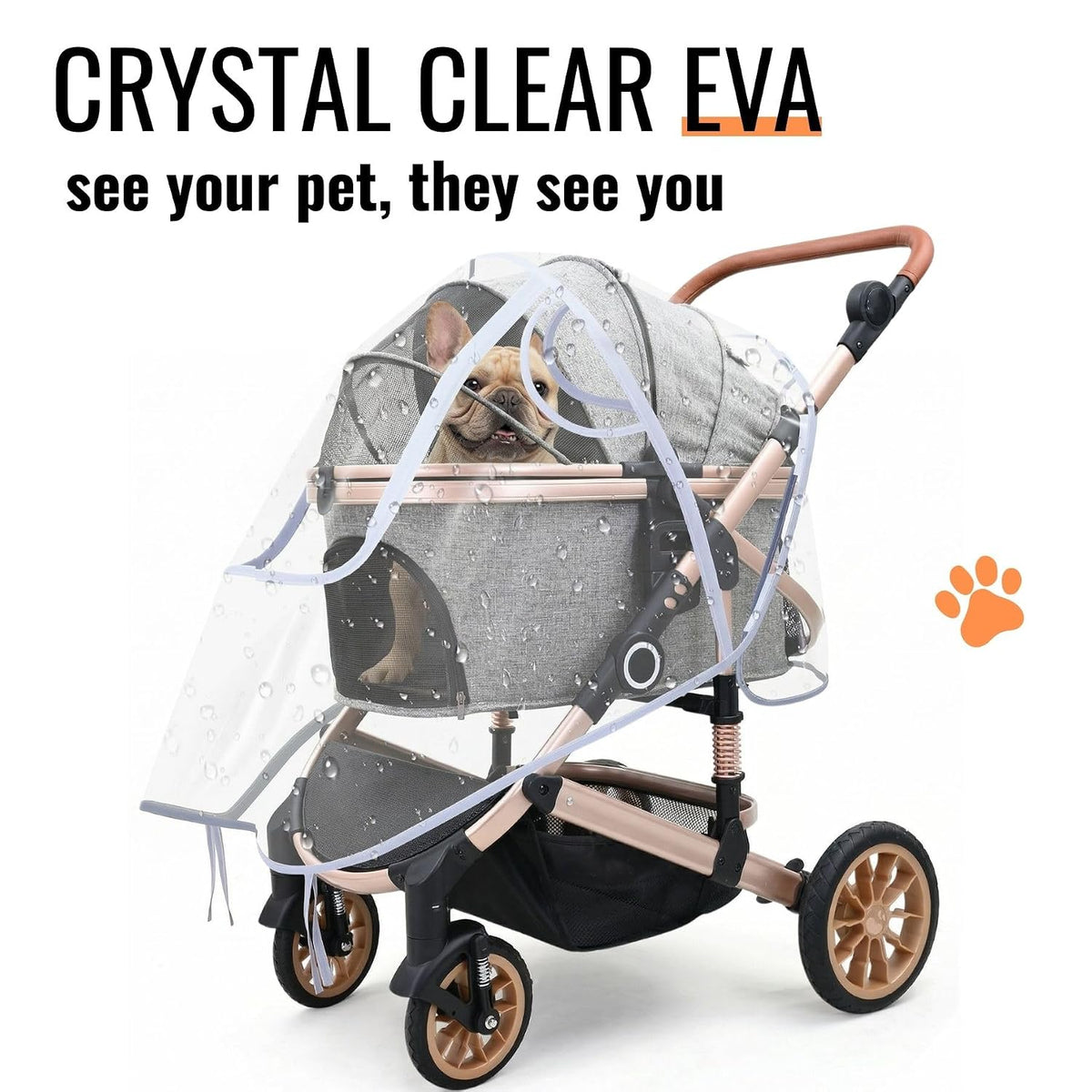 Pet Stroller Rain Cover,Ventilated Clear Eva,Universal Fit