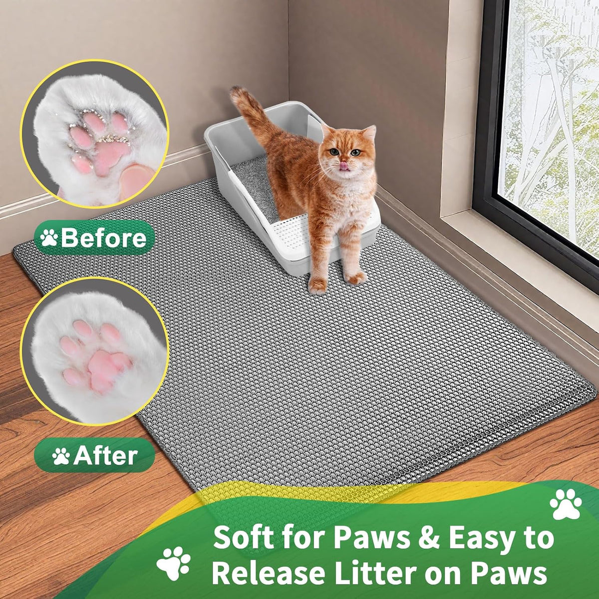 Cat Litter Mats- Extra Large XXL 47''X 36'',2 Layer Litter Box Mat for Indoor Cats,Rug for Pet Kitty,Litter Trapping Mats,Waterproof Urine Proof,Non-Slip