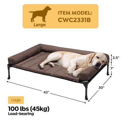 Cooling Elevated Dog Bed + Waterproof Removable Pillow-Top Mat, Dog Sofa Bed, Large, Brown