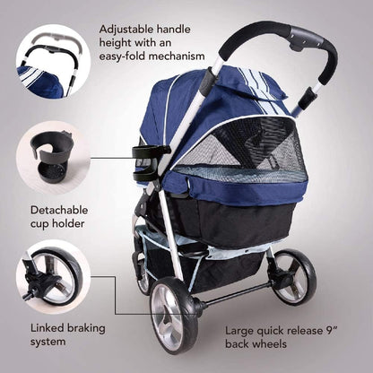 Double Dog Strollers for Large Dogs up to 77 Ibs, Aluminum Frame, 4-Wheel with Suspension