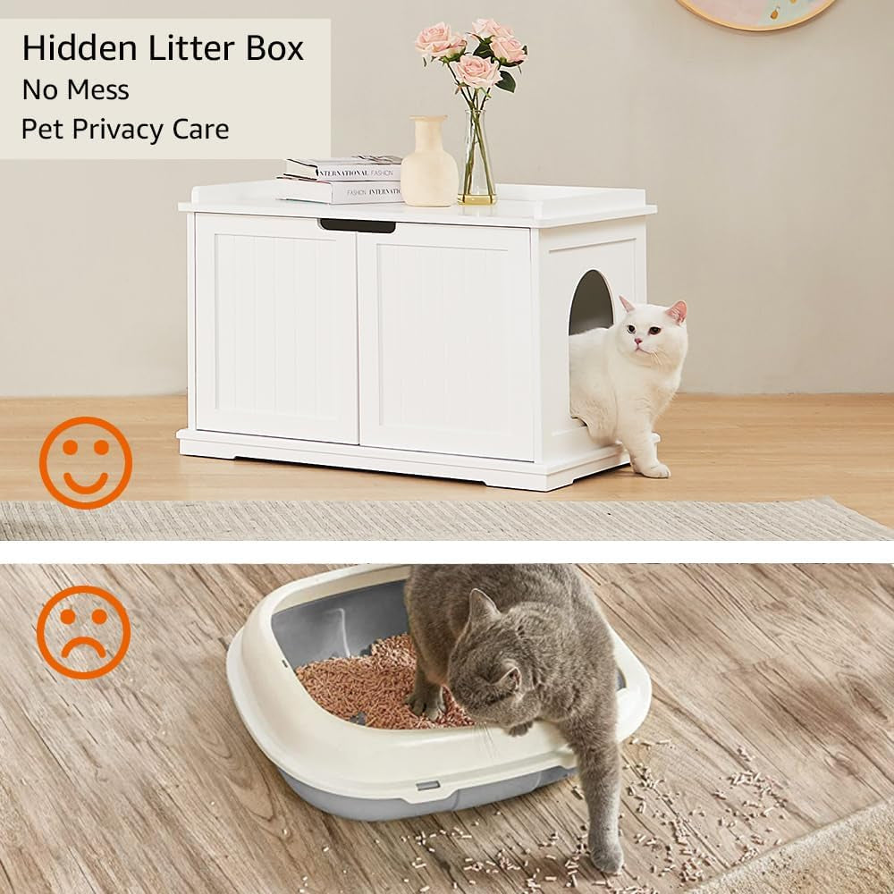 Cat Litter Box Enclosure Furniture, Hidden Litter Box Cover