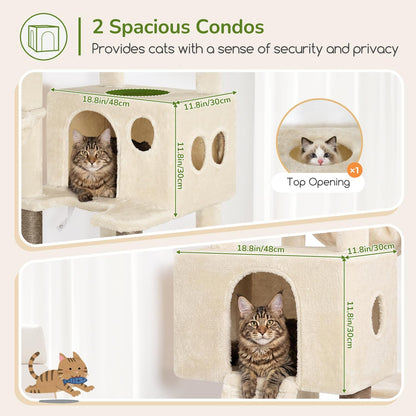 Tall Cat Tower Extra Large Cat Tree House, S77D, Beige