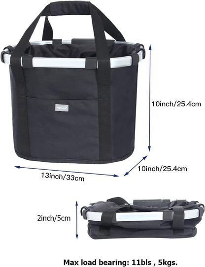 Bicycle Basket Dog Bike Handlebar Basket Front,Folding Detachable Quick Release Easy Install,Cycling Picnic Bag