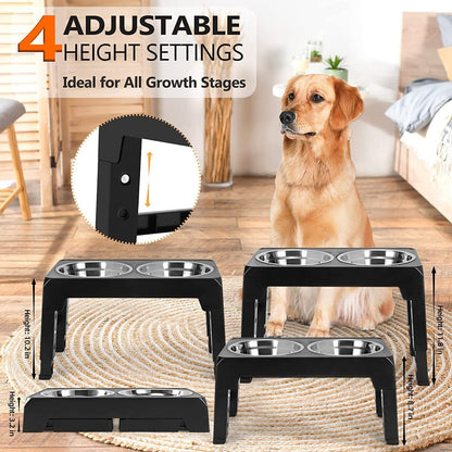 Elevated Dog Bowls 4 Adjustable Heights Raised Dog Food Water Bowl for Pet Dogs