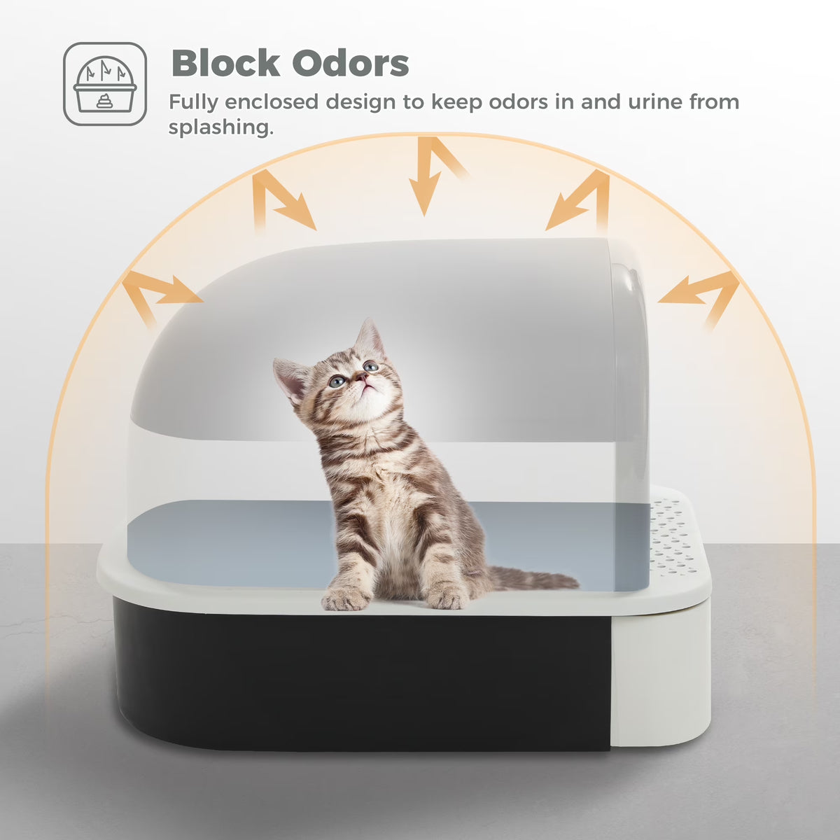 Large Cat Litter Box with Scoop Litter Box with Lid Double-Layer Leak-Proof Litter Box for Cat, Black