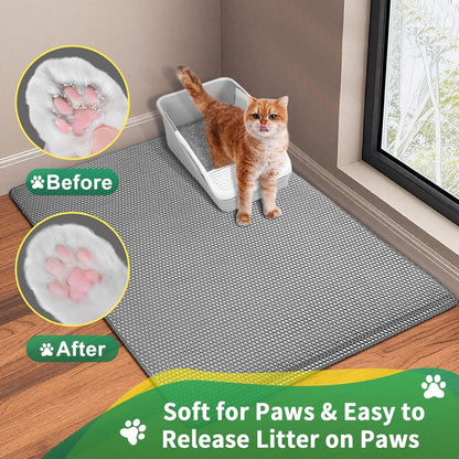 2 Layer Cat Litter Mat, 25X16 Inch Litter Trapping Mat for Cats
