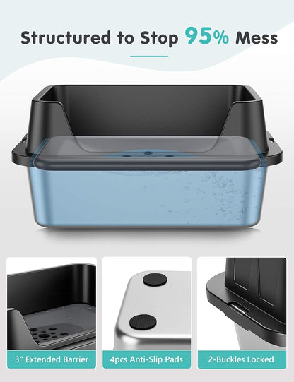 7L No Spill Dog Water Bowl with Splash Guard & Slow Drink Disk