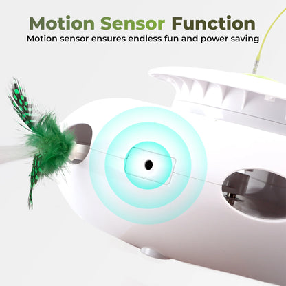 3-In-1 Interactive Flutter Bug Cat Toy with Poping Feather,Automatic Whack-A-Mole Kitty Toy, Spinning Kitty Teaser Toys