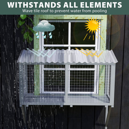 Weatherproof Cat Window Perch, Outdoor Cat Catio, Cat Cage for Cat Patio, Cat Window Box, Dark Gray