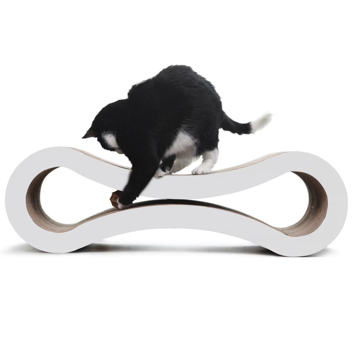 Ultimate Durable Cat Scratcher Lounge & Bed with Cat Scratching Pad, Reversible Infinity, White, 33.90"L