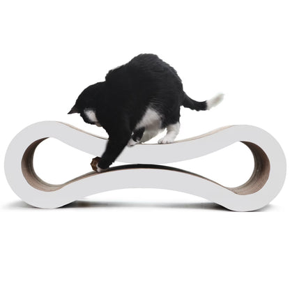Ultimate Durable Cat Scratcher Lounge & Bed with Cat Scratching Pad, Reversible Infinity, White, 33.90"L