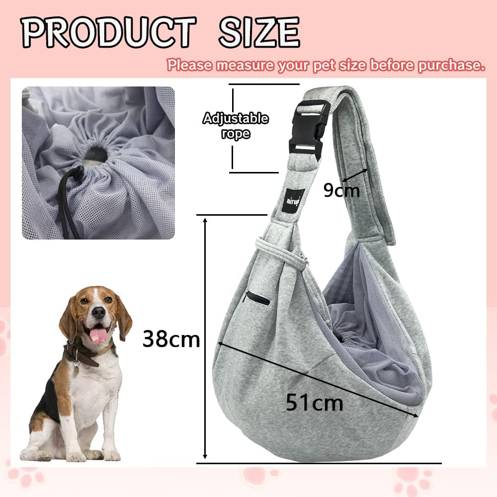 Pet Dog Sling Carrier - Breathable Mesh Travel Safe Sling Bag Carrier for Dogs Cats-Hands Free Pet Bag-Buckle Net Pocket Pet Bag (Blue)
