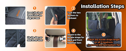 Back Seat Extender for Dogs, 68" X 52" Hard Bottom Waterproof Cover, Black