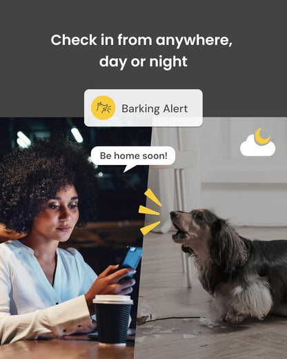 360° Dog Camera: Pet Security Cam W/Barking Alerts, Rotating View, Treat Toss W/