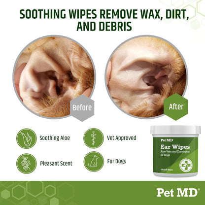 Dog Ear Cleaning Wipes – Otic Cleanser for Dogs - 100 Ct