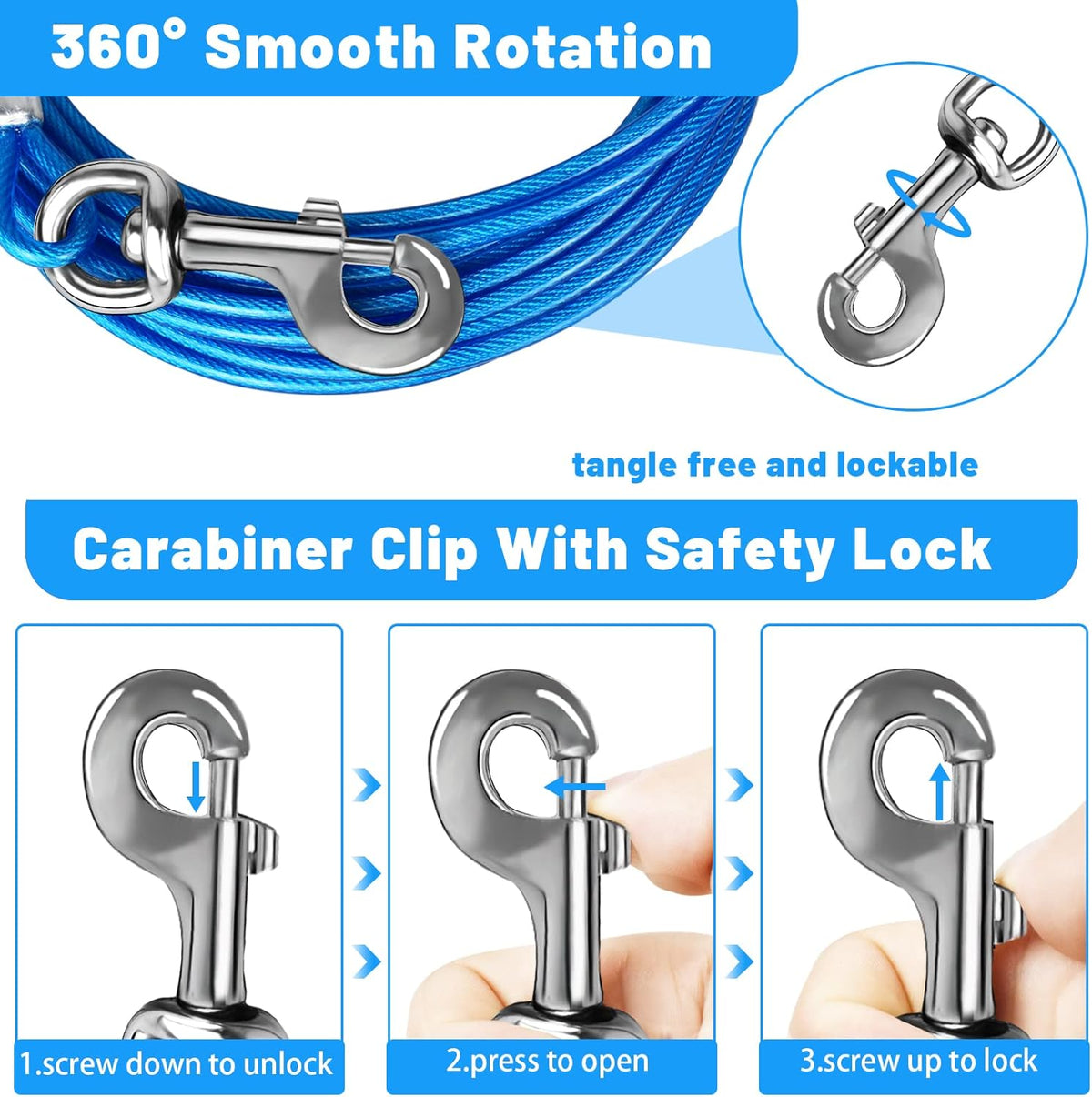 Dog Tie Out Cable, Dog Runner Cable