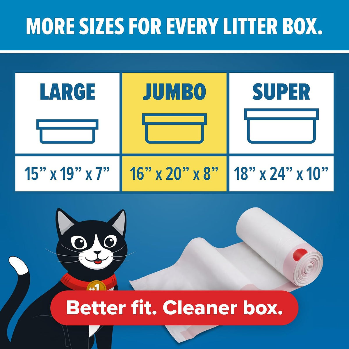 Litter Box Liners: Heavy Duty - Tear & Leak Resistant - Drawstring Close - Jumbo, 5 Count