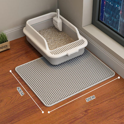 2-Pack Cat Litter Mat, Double Layer Honeycomb Waterproof Urine Proof Non-Slip Litter Trapping Mat, Less Waste, Easy to Clean Cat Litter Box Mat, Kitten Indoor Supplies (Gray, 20X16 Inches)