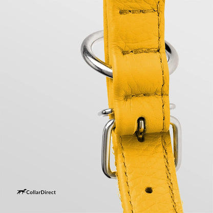 Tangle-Free Rolled Leather Dog Collar, 6-7 In, Yellow Textured