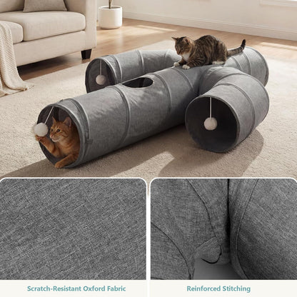 Cactus Cat Tunnel 10" with Peek Holes for Indoor Large Cat, Grey