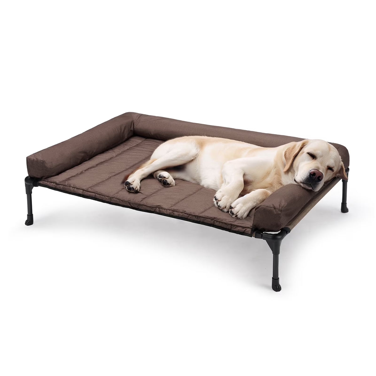 Cooling Elevated Dog Bed + Waterproof Removable Pillow-Top Mat, Dog Sofa Bed, Large, Brown
