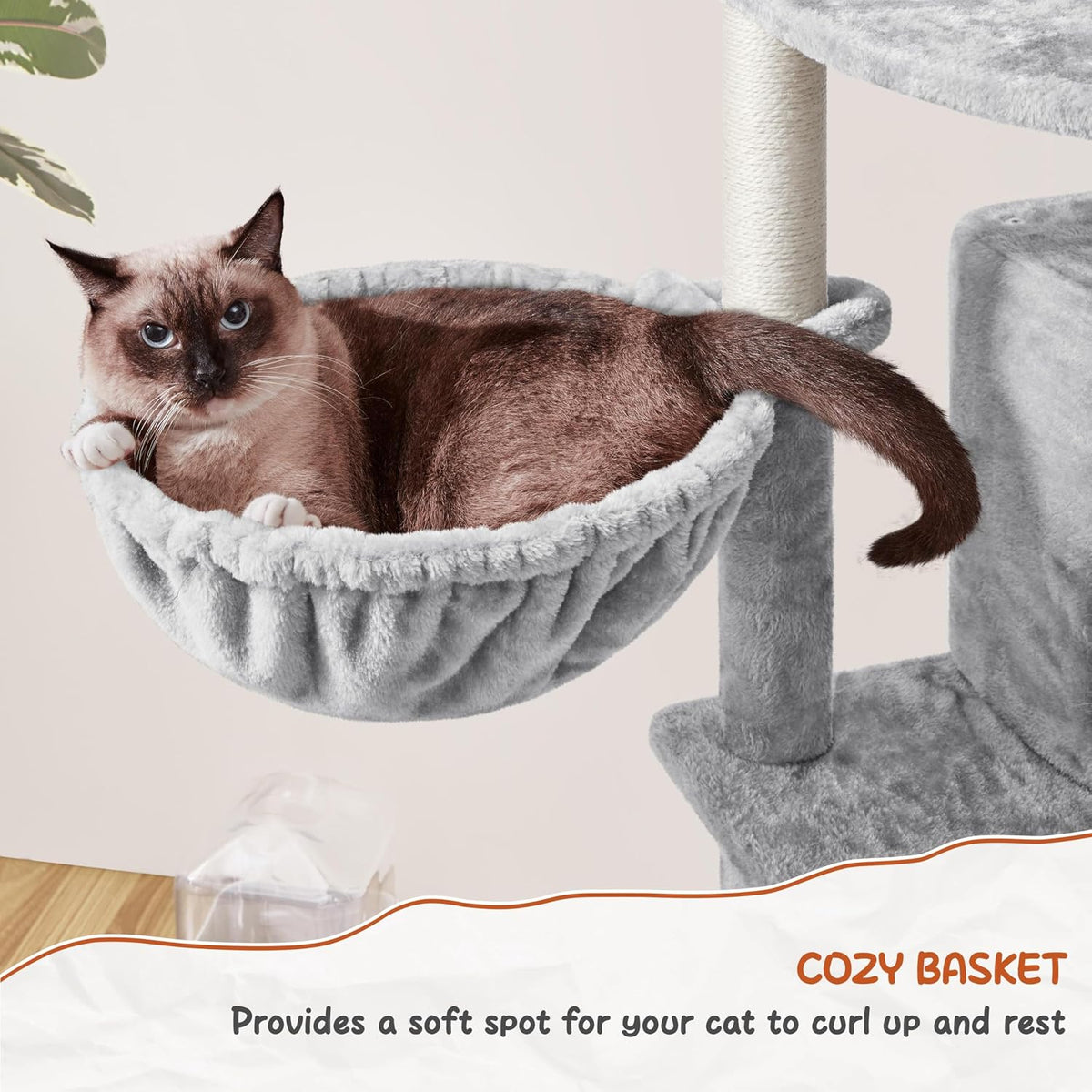 76In Large Cat Tree Tower, 2 Condos, Sisal Posts & Cat-Ear Perch