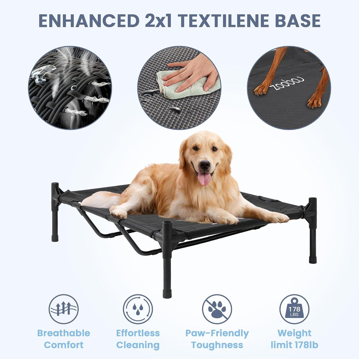 48In XL Dog House Outdoor, Elevated Dog Bed with Canopy, Brown