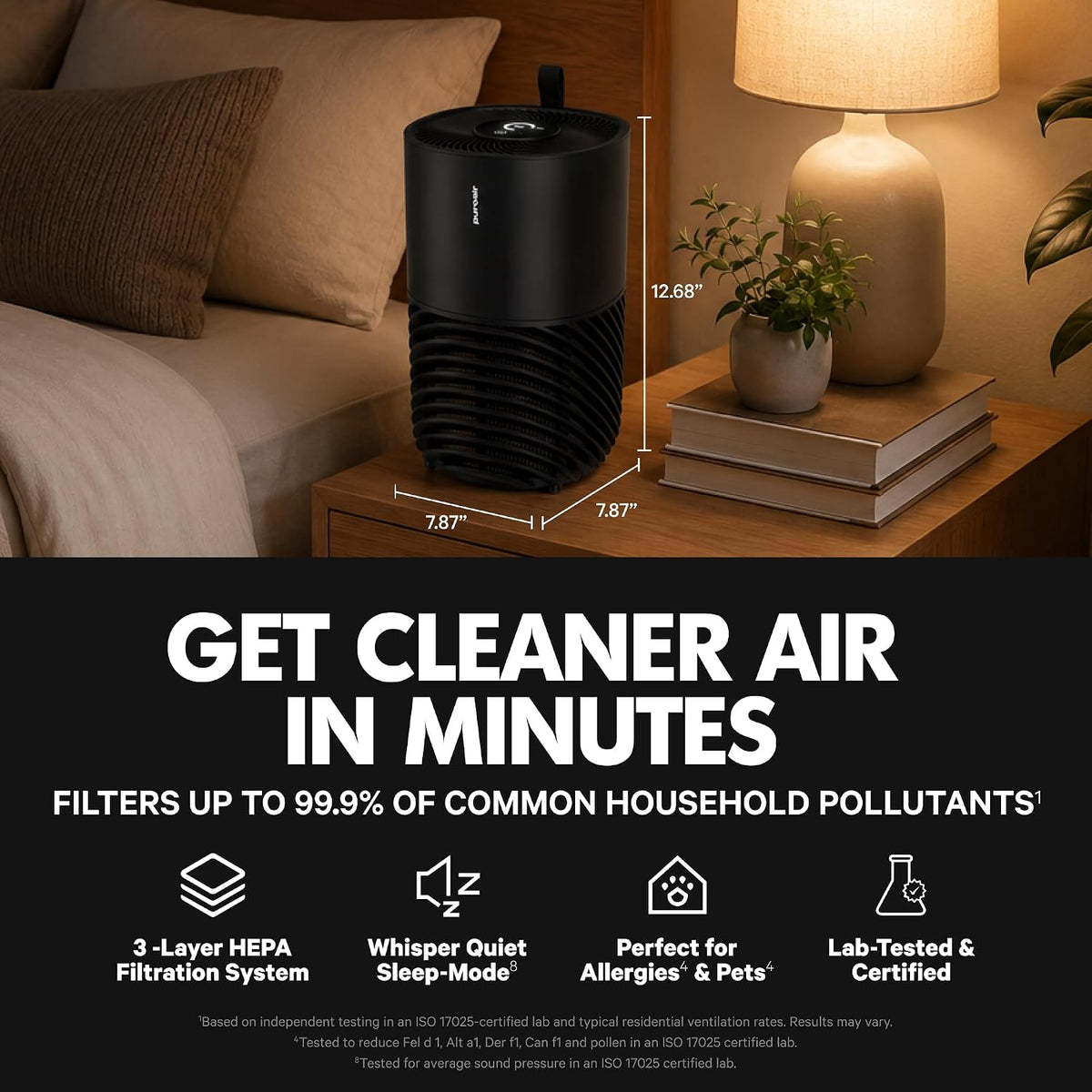 130I Smart HEPA Air Purifiers for Bedroom Home Pets - 750 Ft² (4PK)