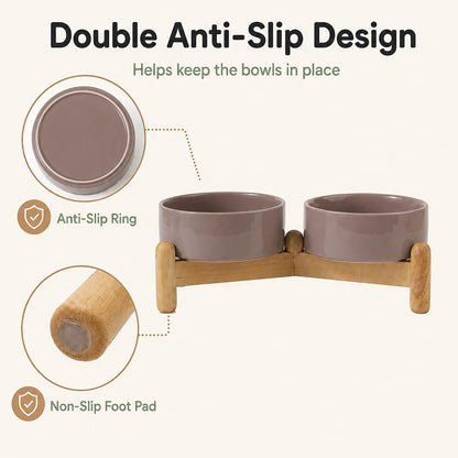Ceramic Dog Bowls Elevated, Raised Dog Food Bowl for Puppies