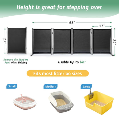 Cat Litter Box Privacy Screen Cat Litter Box Furniture Best for Your Cat'S Health, 68''W X 24''H, Black, Need Assembly