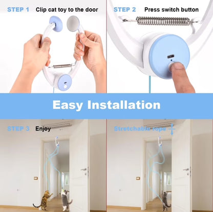 Interactive Pet Toy for Indoor Cats, Door Frame Hanging Cat Toy,Door Hanging Auto-Rebound Cat Toy, Retractable Kitten Teaser with 3 Catnip Mice
