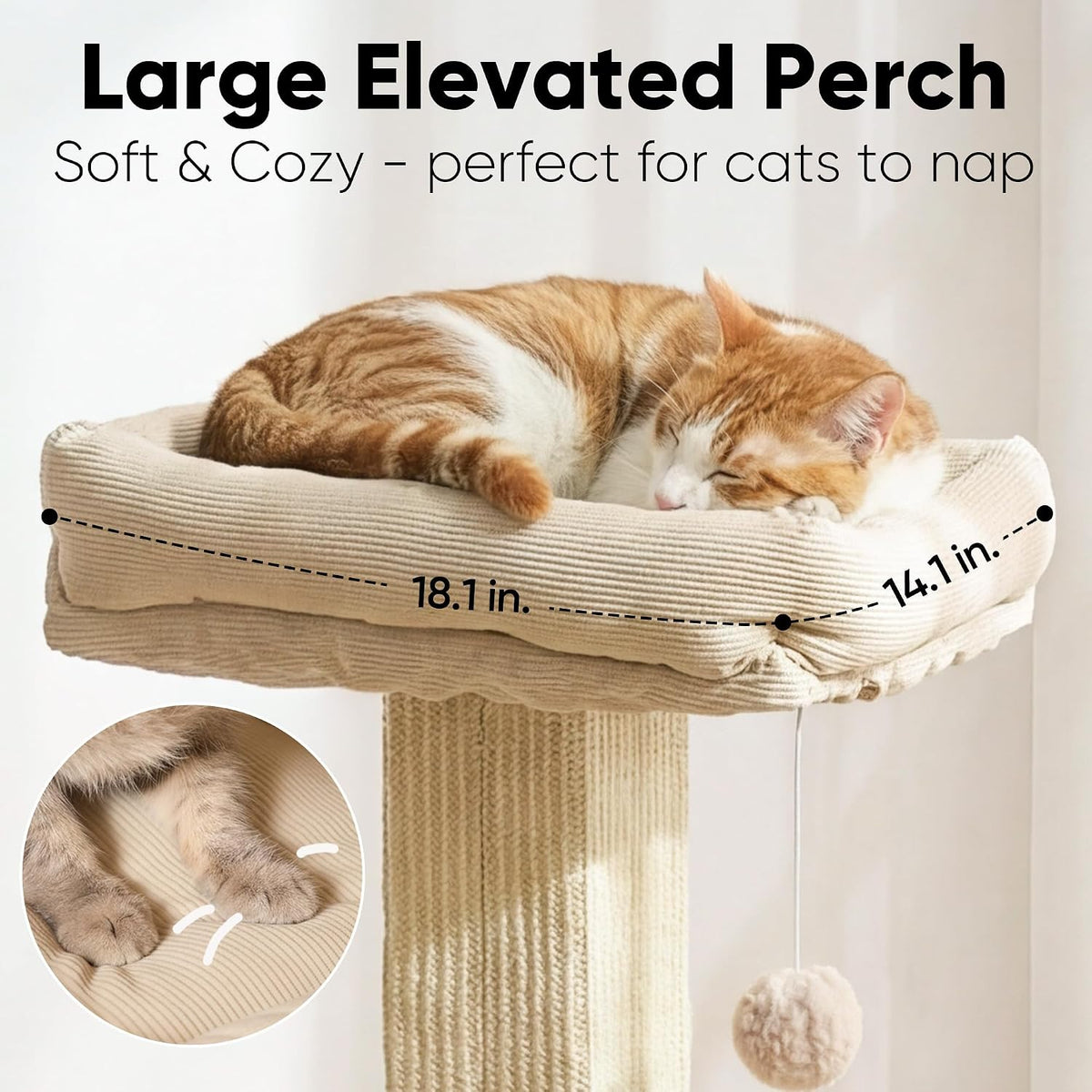 Retro-Style Cat Scratching Post with Perch for Indoor Adult Cats