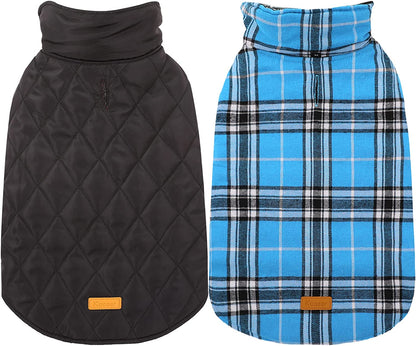 Waterproof Dog Coat, Warm Reversible Dog Jacket with Leash Hole