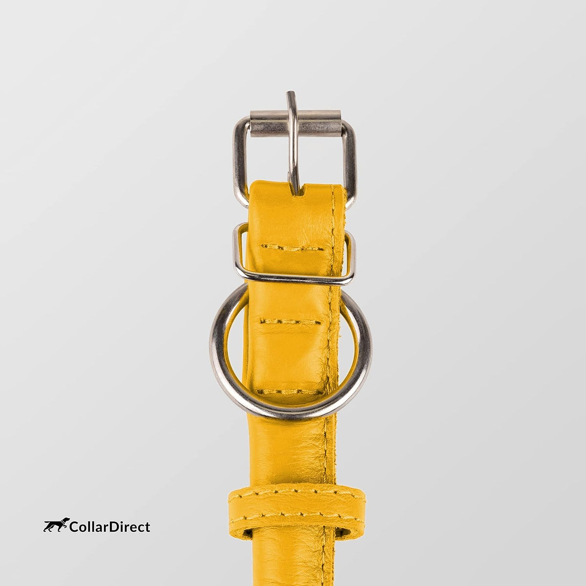 Tangle-Free Rolled Leather Dog Collar, 6-7 In, Yellow Textured