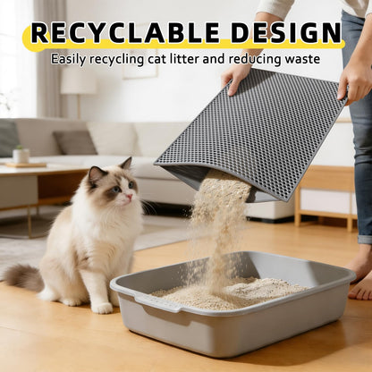 Cat Litter Mat,15"X24", Waterproof, Easy to Clean (Grey-1Pack)