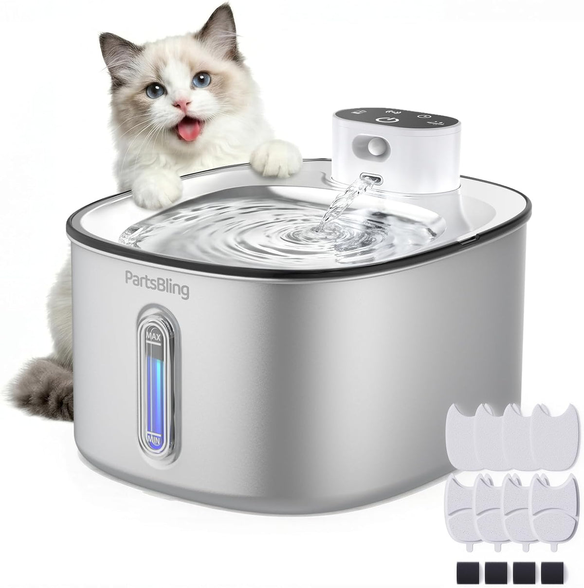 Stainless Steel Cat Water Fountain, 4.2L/142 Oz