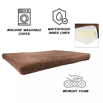 Waterproof Dog Bed – 2-Layer Memory Foam Dog Bed with Removable Machine Washable Cover – 36X27 Dog Bed for Large Dogs up to 75Lbs by PETMAKER (Brown)