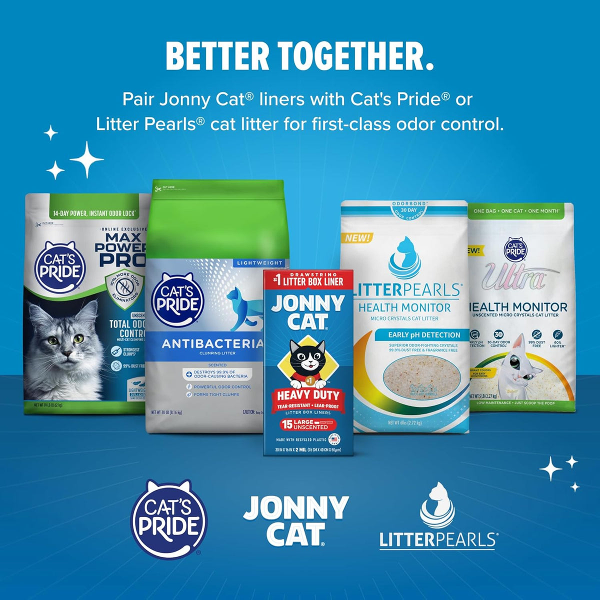 Litter Box Liners: Heavy Duty - Tear & Leak Resistant - Drawstring Close - Jumbo, 5 Count