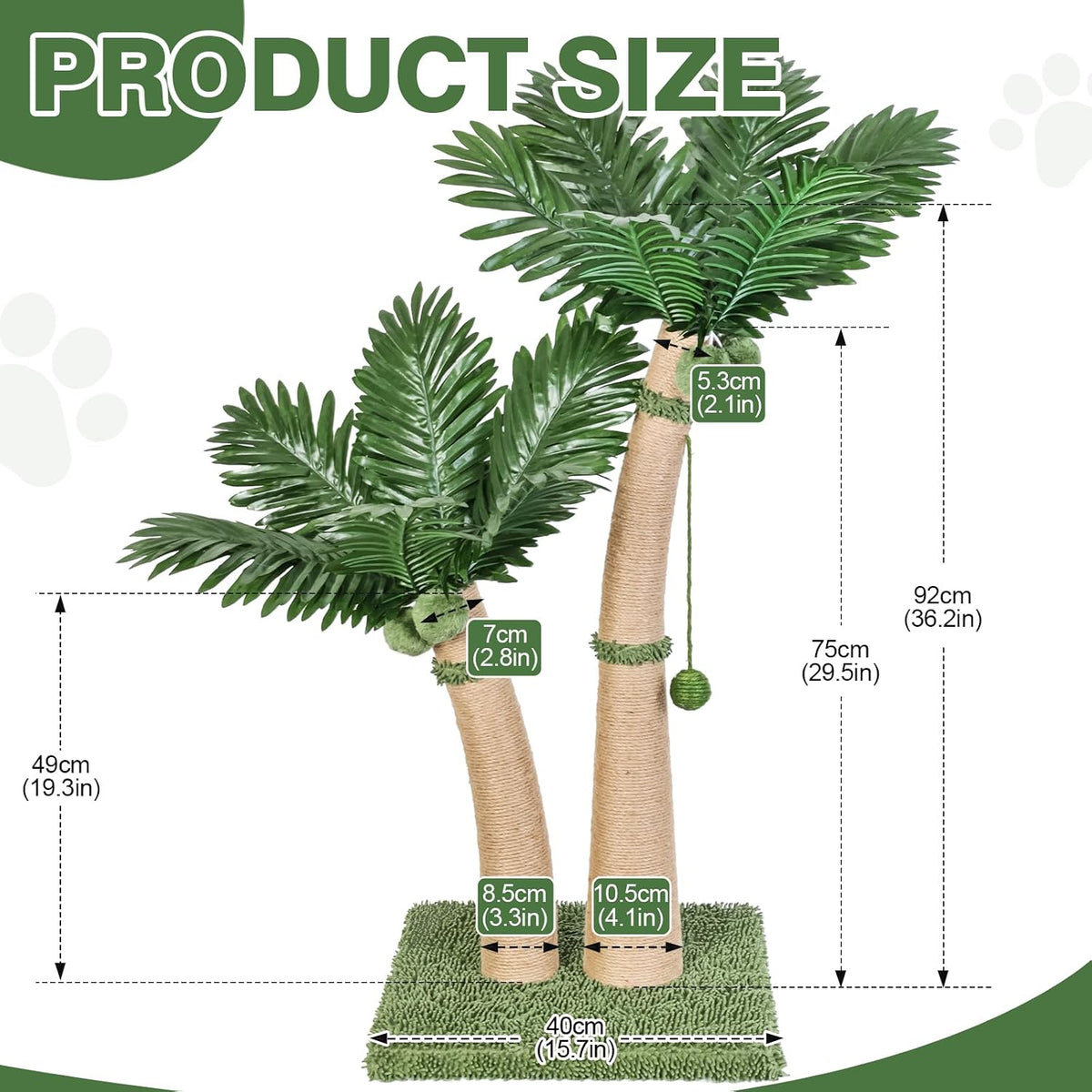 Palm Tree Cat Scratching Post with 19 Interactive Balls, Natural Sisal Rope Cat Scratchers for Indoor Cats, Multi-Combinable (Style a & B & C & D)