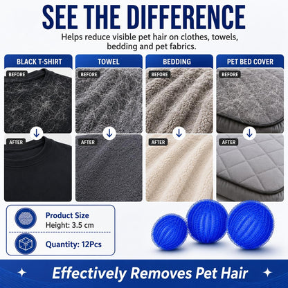 12 Pack Pet Hair Remover for Laundry, Reusable Cat & Dog Laundry Hair Catcher for Washing Machine and Dryer, Laundry Lint Remover for Clothes, Bedding, Towels & Pet Blankets