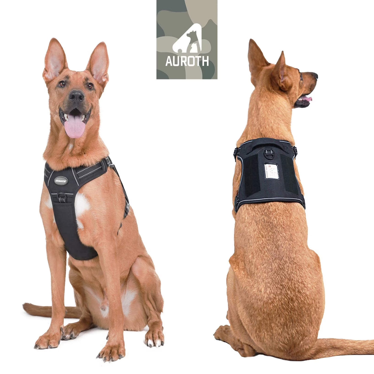 Black No Pull Dog Harness for Large Dogs, No Choke Front Clip Harness, Adjustable Easy on Heavy Duty Pet Training Walking Harness, Reflective Soft Padded Dog Vest with Easy Control Handle