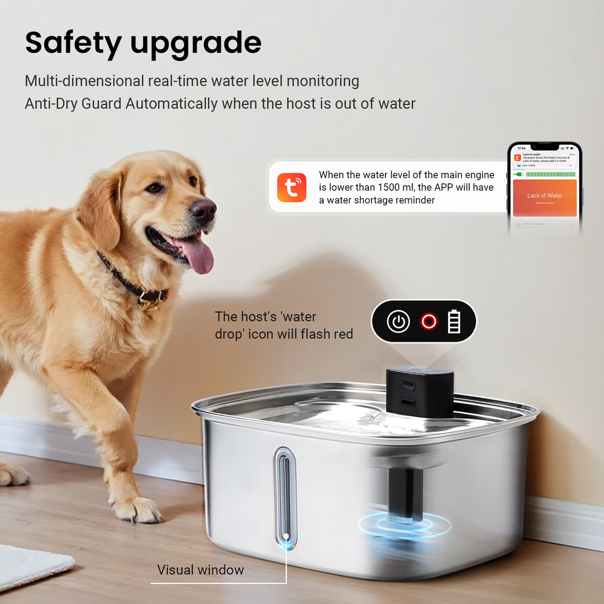 10 L Stainless Steel Dog & Cat Water Fountain with Filtration System & Silent Pump