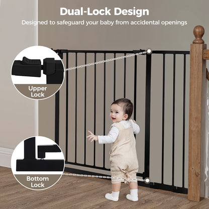 Baby Safety Gate, Dog Gates for Top Stairs Doorway, 29.5''- 40.5''Wide Pressure Mount, Black