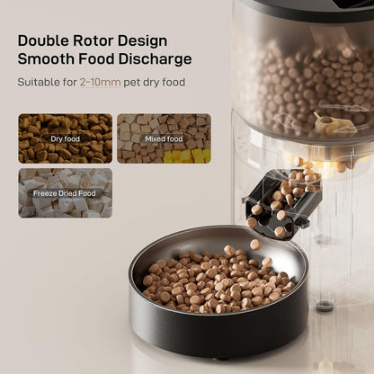 PET Automatic Cat Feeder and Water Fountain: 3L Timed Precise Cats Food Dispenser& Reliable Programming 1-6 Meals/Day- 3L Cat Water Dispenser with Filter- Auto Pet Feeder Easy to Clean