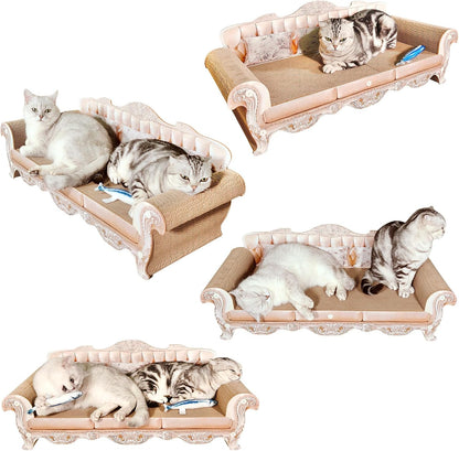 31.5" Extra Large Cat Scratcher Sofa, Durable Cardboard Lounge Bed